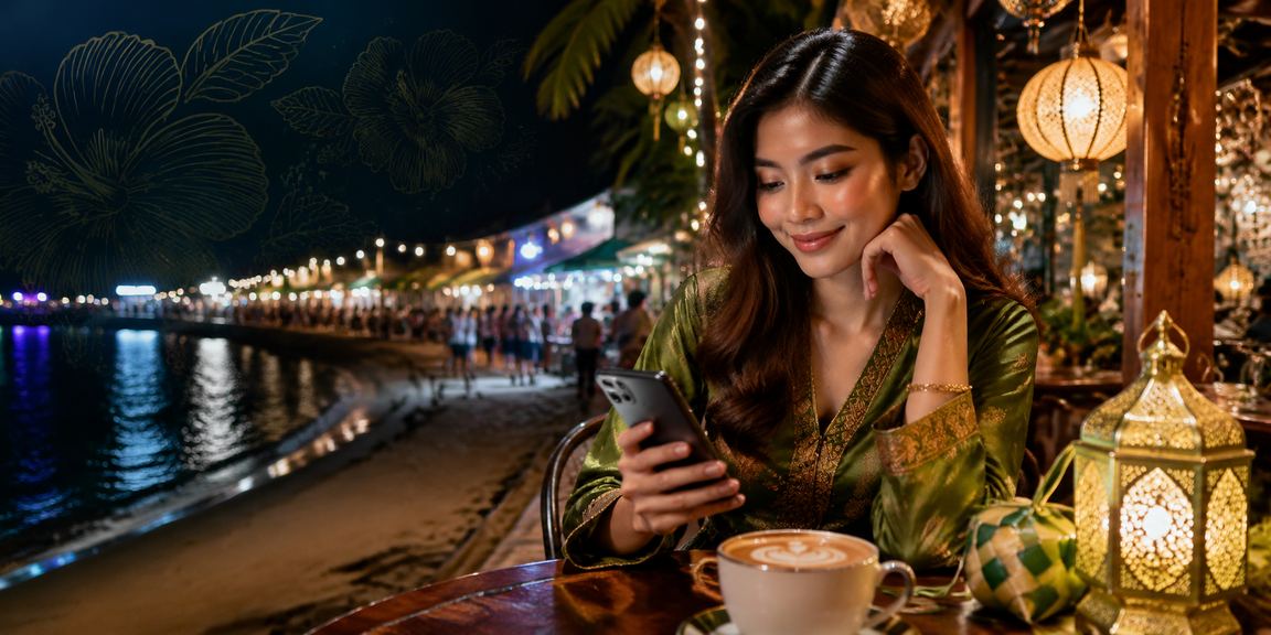 Pengguna Malaysia mengakses platform e-sukan acr30 dari telefon pintar semasa perayaan Hari Raya